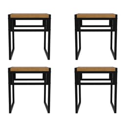 Conjunto com 4 Bancos Wooden Mel e Preto