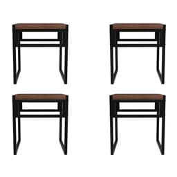 Conjunto com 4 Bancos Wooden Nogal e Preto
