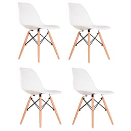 Conjunto com 4 Cadeiras Charles Eames Branco