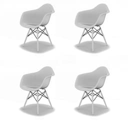 Conjunto com 4 Cadeiras Eames Arm DSW Branco