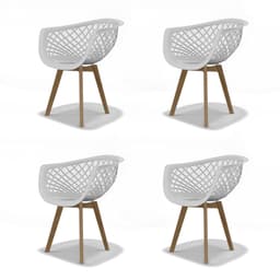 Conjunto com 4 Cadeiras Web Wood Branco