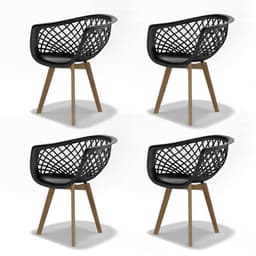 Conjunto com 4 Cadeiras Web Wood Preto
