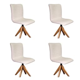 Conjunto com 4 Cadeiras de Jantar Lenk Cru