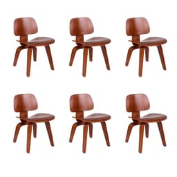 Conjunto com 6 Cadeiras Eames Walnut Madeira