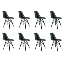 Conjunto com 8 Cadeiras Charles Eames Preto