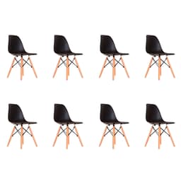 Conjunto com 8 Cadeiras Eames Quilmes Preto