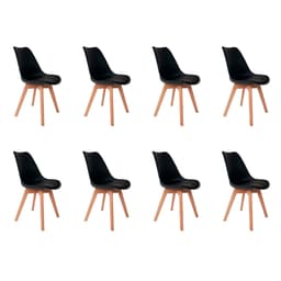 Conjunto com 8 Cadeiras Saarinen Wood Preto