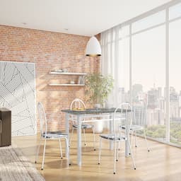 Conjunto de Mesa com 4 Cadeiras Mayara Branco
