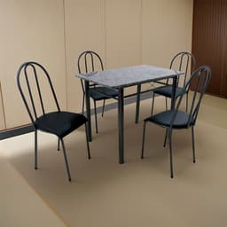 Conjunto de Mesa com 4 Cadeiras Phily Preto