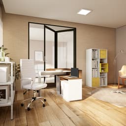 Escrivaninha Tau Office Branca e Amêndoa