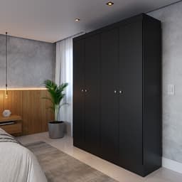 Guarda-Roupa Casal Boreal 4 Portas Preto