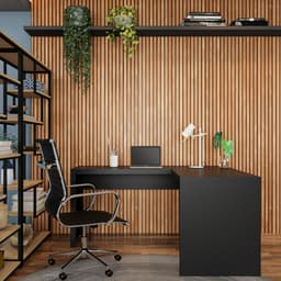 Mesa de Escritório em L Angelino Preto