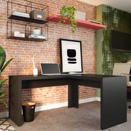 Mesa de Escritório em L Attila Preto