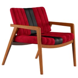 Poltrona Lang II Veludo Vermelho e Amêndoa