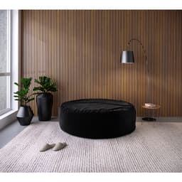 Puff Redondo Gigante Suede Preto