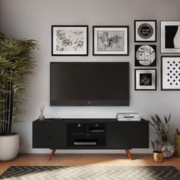 Rack Retrô Colônia Preto 162 cm