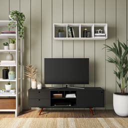 Rack Retrô Dresden Preto 162 cm
