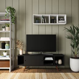 Rack Retrô Geórgia Fosco Preto 162 cm