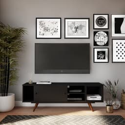 Rack Retrô Guiana Fosco Preto 162 cm