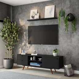 Rack Retrô Kiel Preto 162 cm