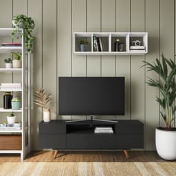 Rack Retrô Nantes Preto 162 cm