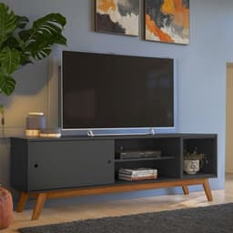 Rack Retrô Porto Rico Preto 162 cm