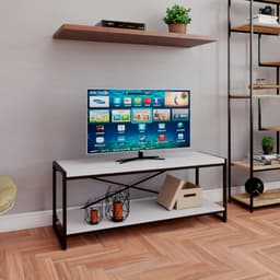 Rack Wooden Branco e Preto 120 cm