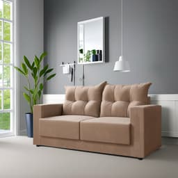 Sofá 2 Lugares Addalyn Suede Bege 140 cm