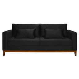Sofá 3 Lugares Bahamas Suede Preto 230 cm