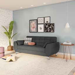 Sofá 3 Lugares Laura Suede Cinza