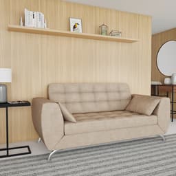 Sofá 3 Lugares Luana Suede Bege