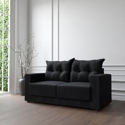 Sofá 3 Lugares Lubeck Suede Preto 180 cm