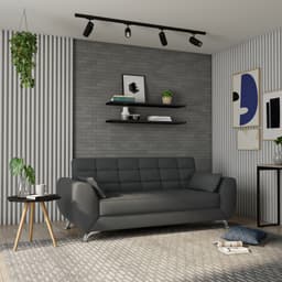 Sofá 3 Lugares Manoela Suede Cinza