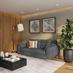 Sofá 3 Lugares Marta Suede Cinza