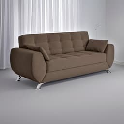 Sofá 3 Lugares Megan Suede Castanho