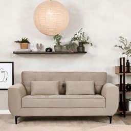 Sofá 3 Lugares Piacenza Suede Bege 202 cm