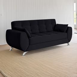 Sofá 3 Lugares Ramona Suede Preto