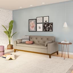 Sofá 3 Lugares Sparks Suede Bege