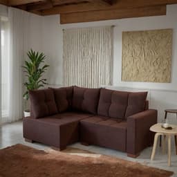 Sofá de Canto 4 Lugares Pipa Suede Marrom