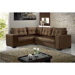 Sofá de Canto 5 Lugares Dijon Suede Marrom