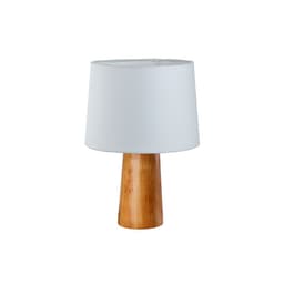 Abajur Rus Algodão Branco e Madeira