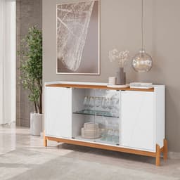 Buffet Bari 4 PT Branco e Cedro