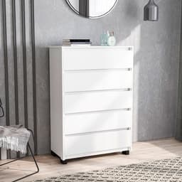 Cômoda Coimbra 5 Gavetas Branca 128 cm