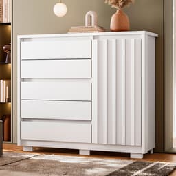 Cômoda Duetto 1 Porta 5 Gavetas Branca