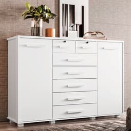 Cômoda Fontana 2 Portas 7 Gavetas Branca