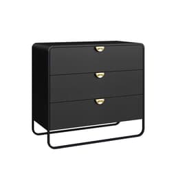 Cômoda Luna 3 Gavetas Preto e Dourado