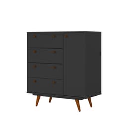 Cômoda Retrô 1 Porta 4 Gavetas Preta