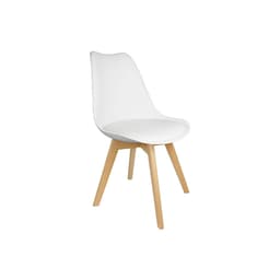 Cadeira Eames Leda Branca e Madeira