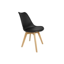 Cadeira Eames Leda Preta e Madeira
