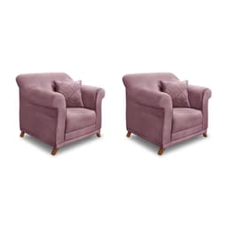 Conjunto com 2 Poltronas Abruzzo Veludo Uva